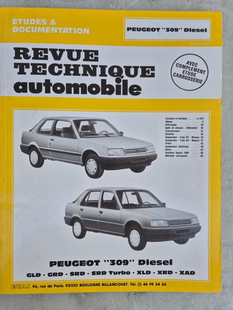 Peugeot 309 Diesel : GLD, GRD, SRD, XLD, XRD, XAD — État : Bon